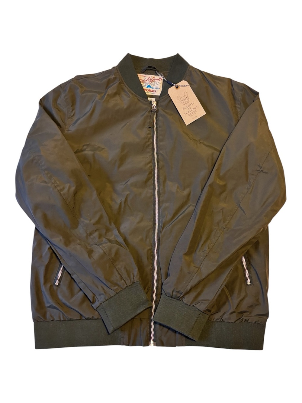 Jack & Jones Olive Green Bomber Jacket